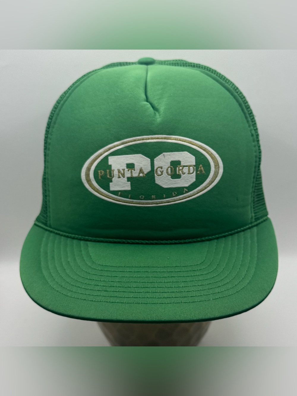 Vintage Punta Gorda Florida Green Mesh Snapback Trucker Hat Cobra Caps